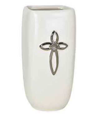 white vase with cross
