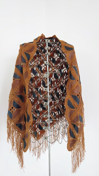 Hand Made Shawl - Light Brown/Black