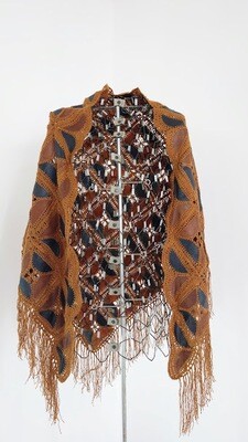 Hand Made Shawl - Light Brown/Black