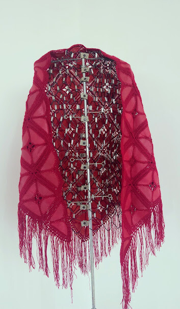 Hand Made Shawl - Dark Red/Red