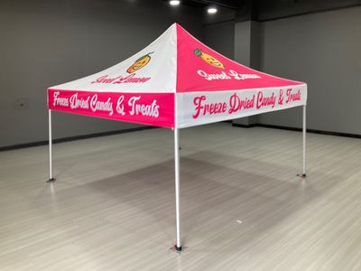 Custom Canopy Tent with  Feather Flag, Back Wall, & Banner Stand