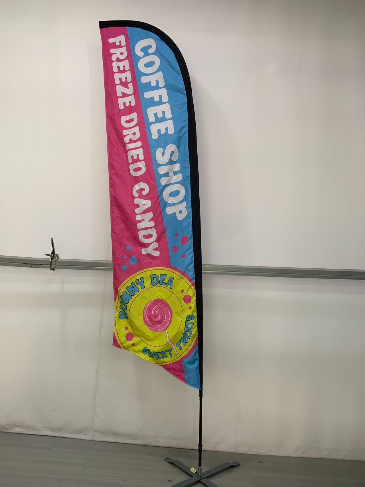 Custom Canopy Tent Package with Full Back Wall, Two Half Side Walls & Two Feather Flags