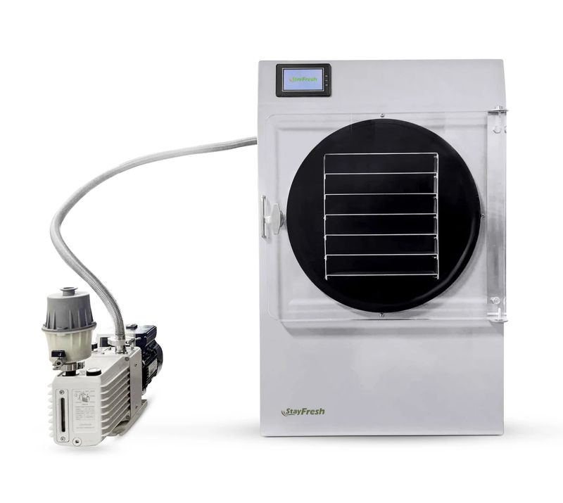 Commercial sized freeze dryer that says stay fresh