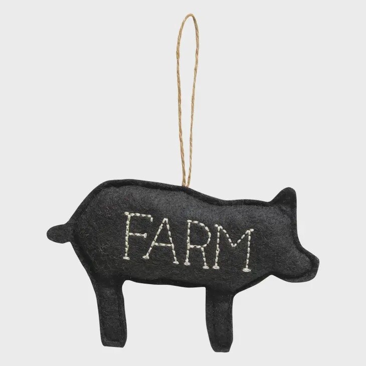 Farm Felt Pig Ornament