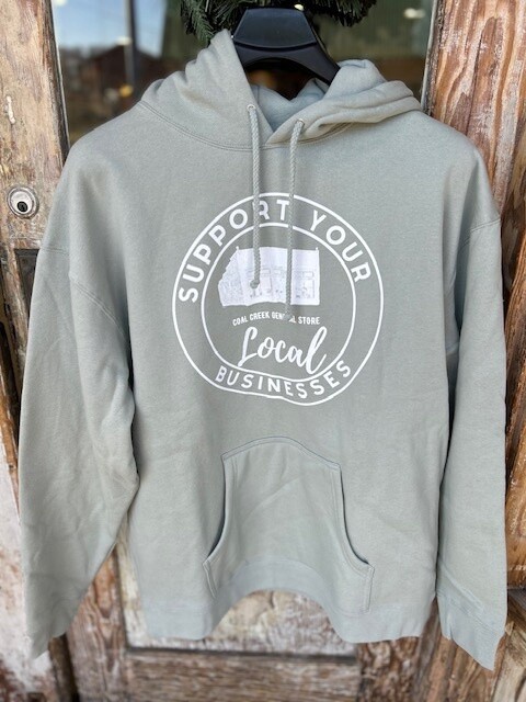 Support Your local Hoodie, color: Dusty Sage, Size: Sm