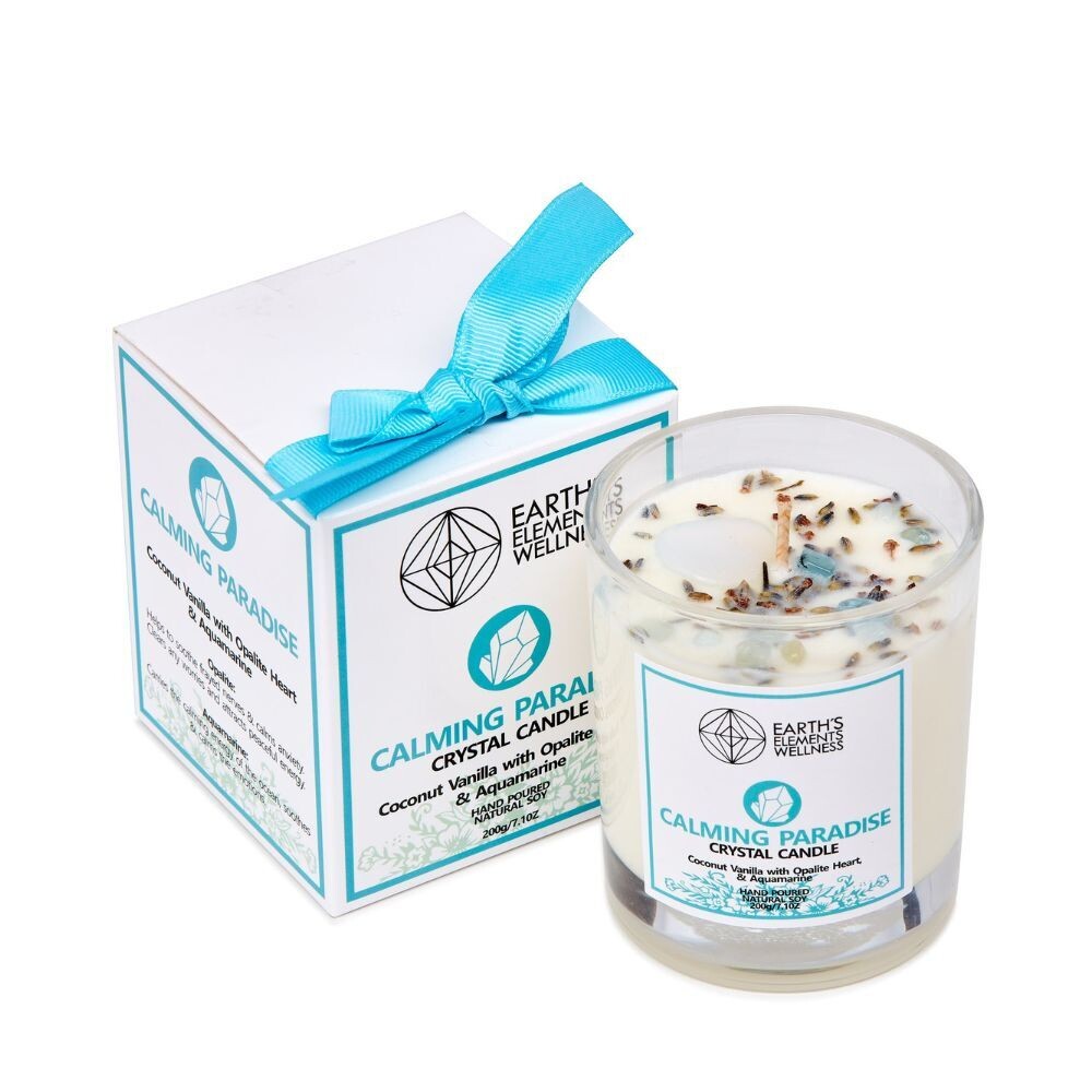 EEW Natural Crystal Candles 100% Hand-Poured Soy, Style: Calming Paradise