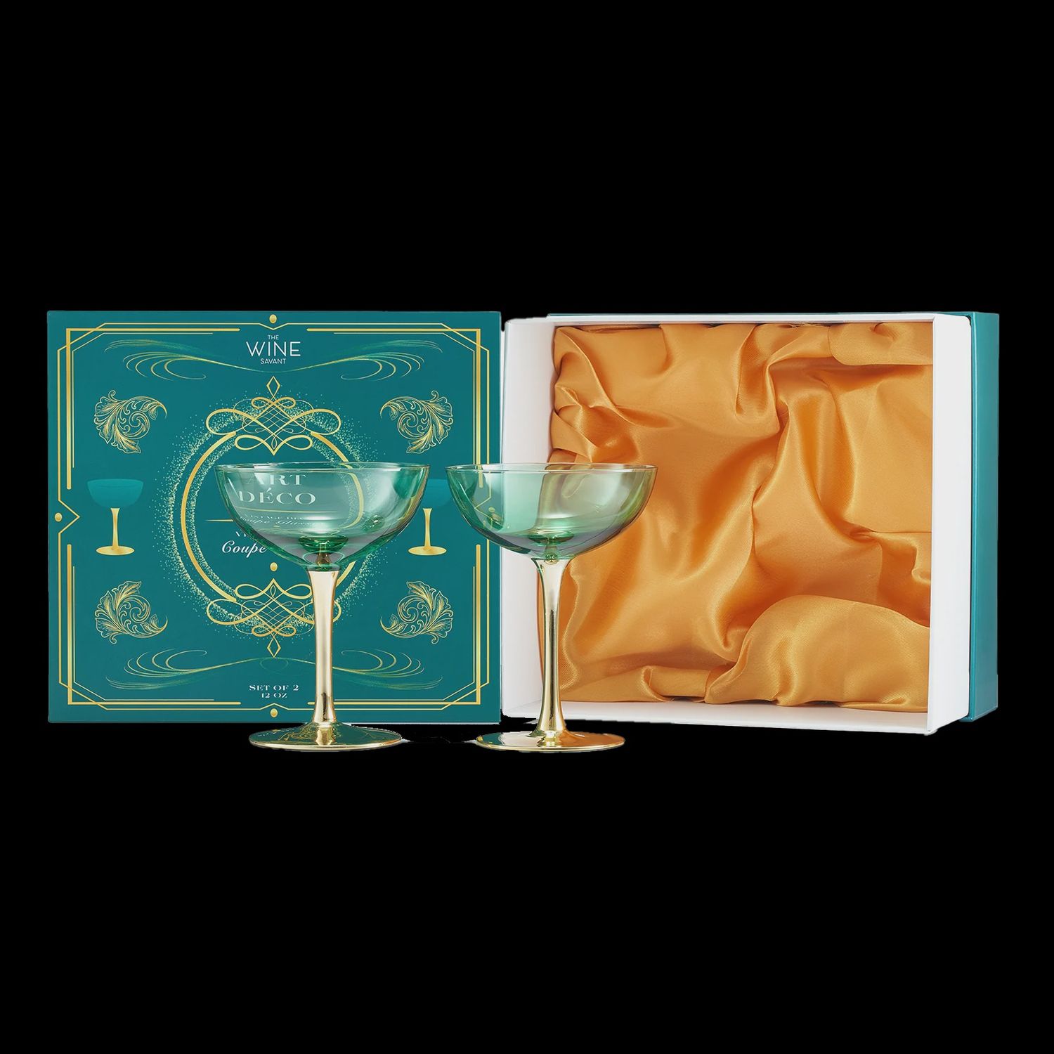 WS Vintage Blue/Green Cocktail Glasses (Set of 4)