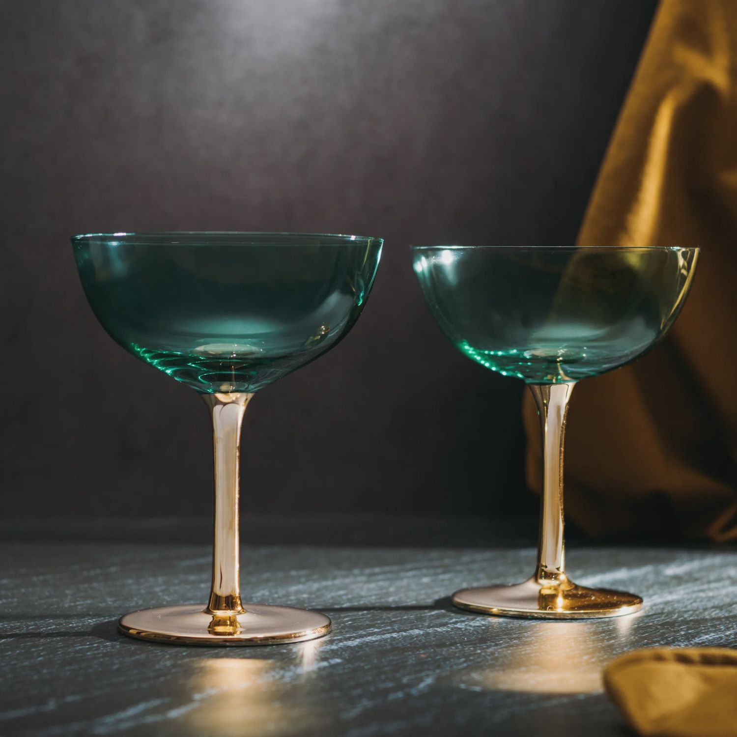 WS Vintage Blue/Green Cocktail Glasses (Set of 4)