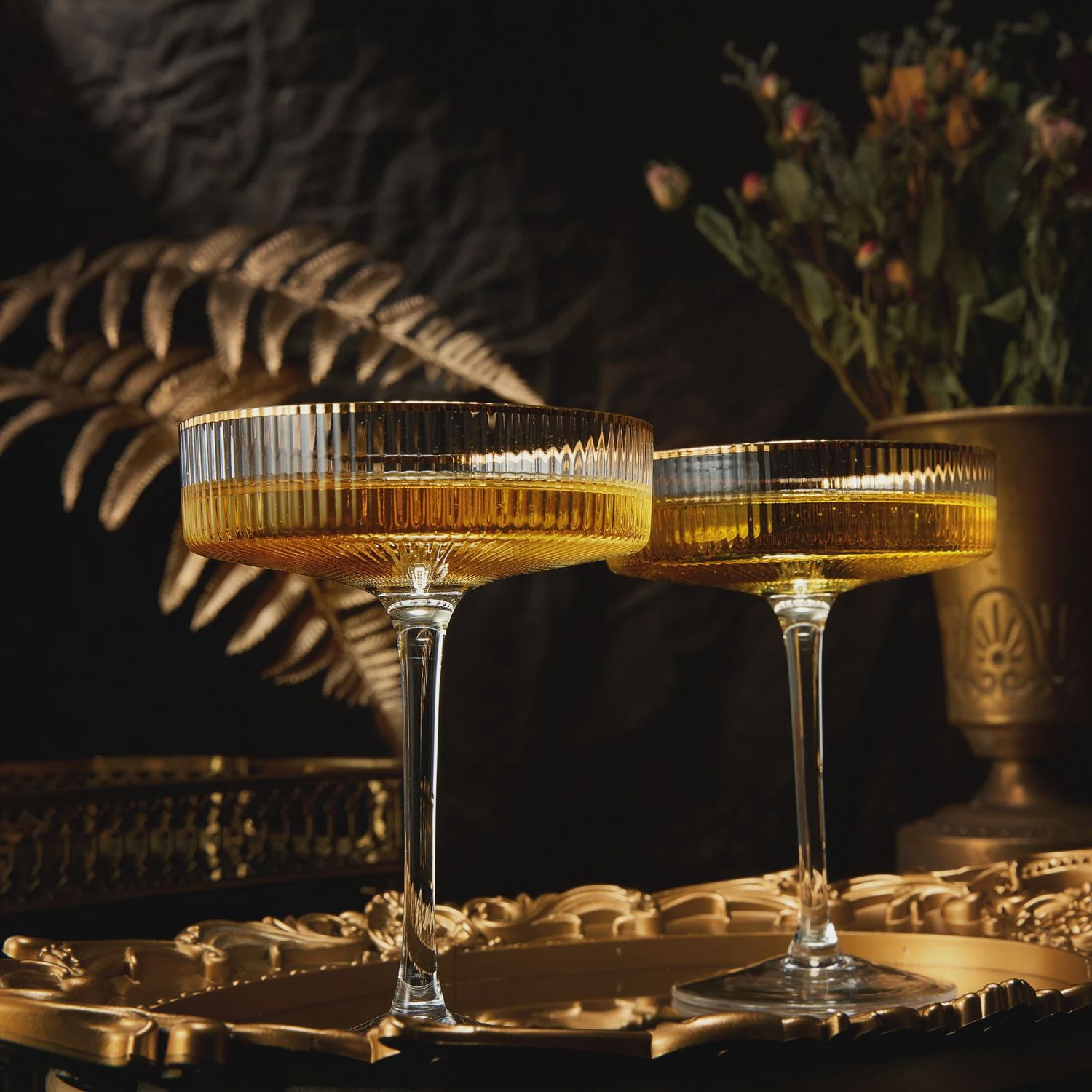 WS Gold Rimmned Cocktail Glasses (Set of 4)