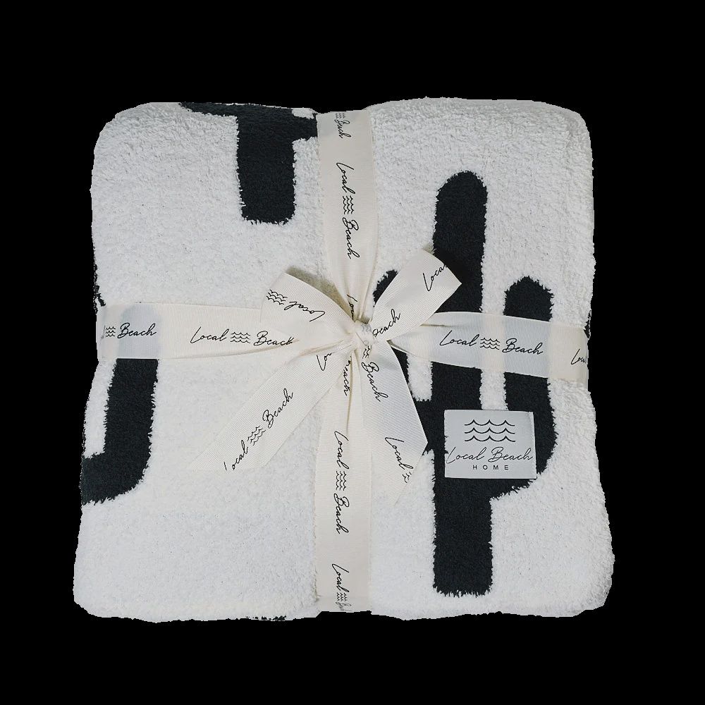 Luxury Reversible Black &amp; White Cactus Blanket