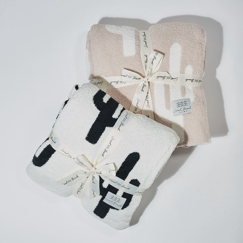 Luxury Reversible Sand Cactus Blanket
