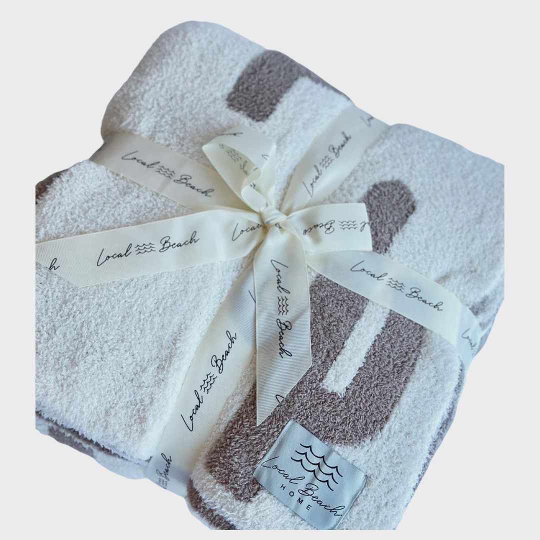 Luxury Reversible Taupe Cactus Blanket