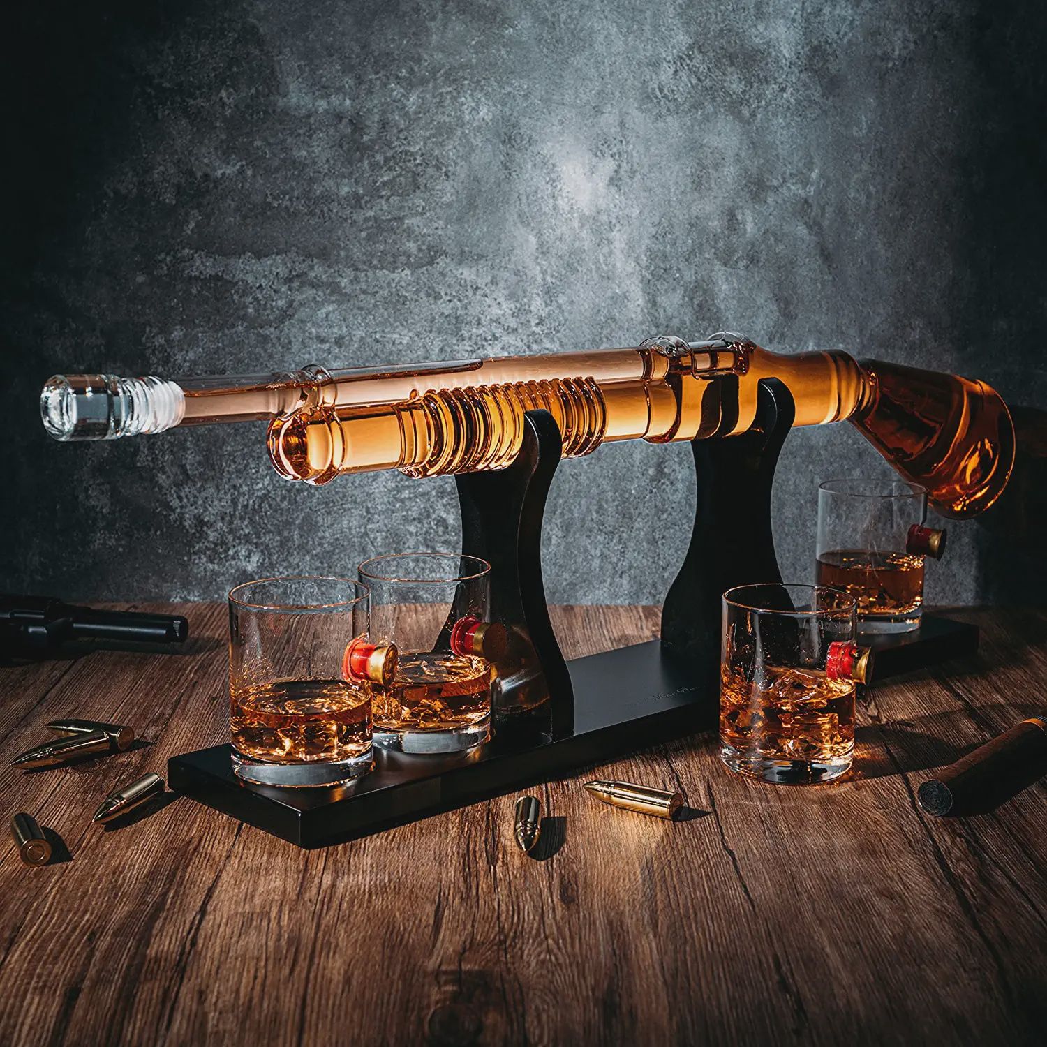 WS Whiskey Decanter Shotgun Set