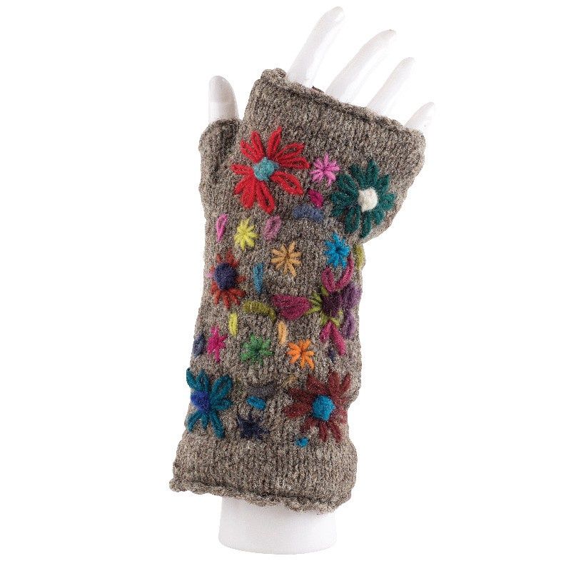 Fingerless Flower Arm &amp; Hand Warmer, Color: Gray