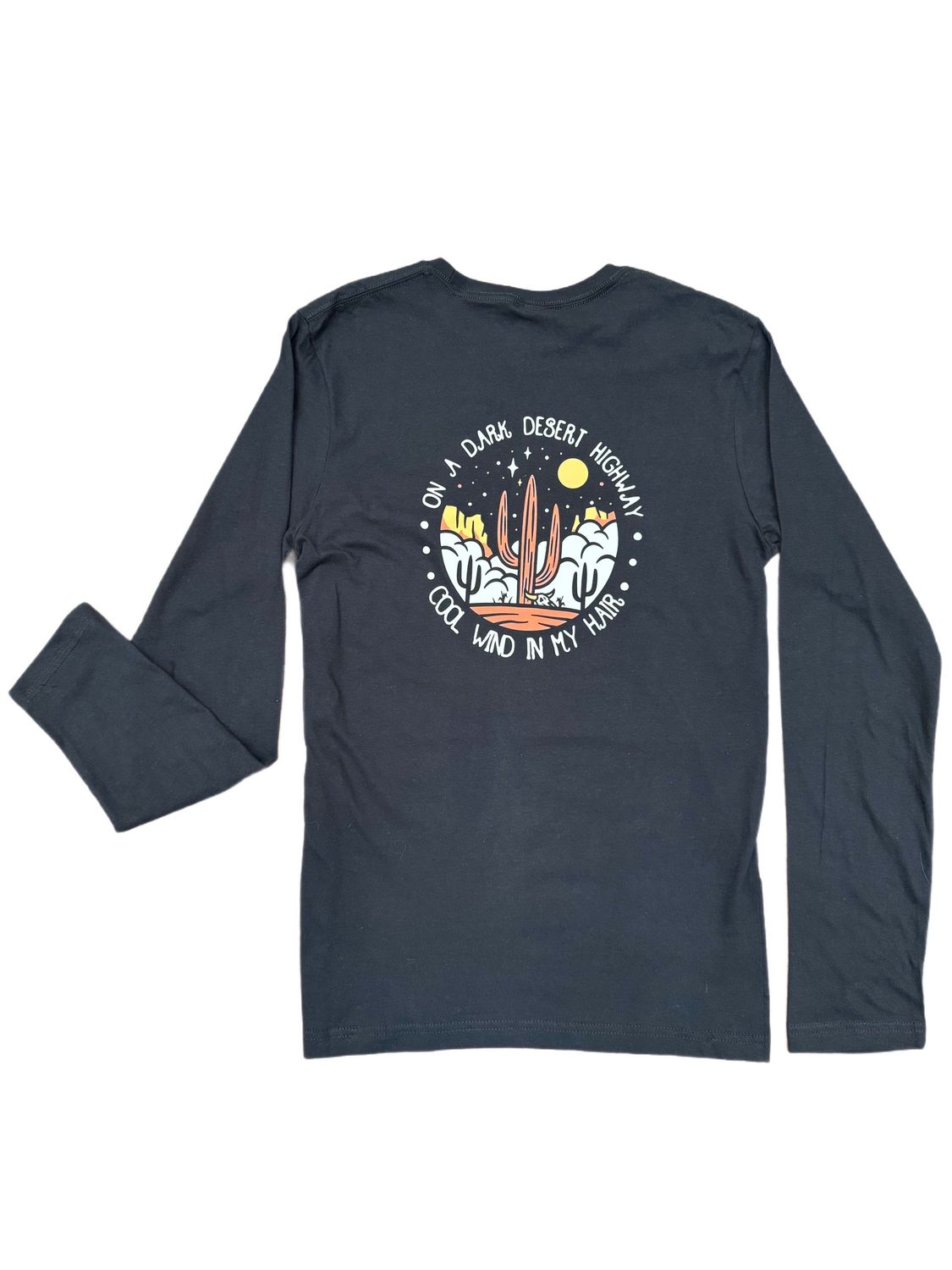Dark Desert Highway Long Sleeve Tees (Black), Size: X-Small