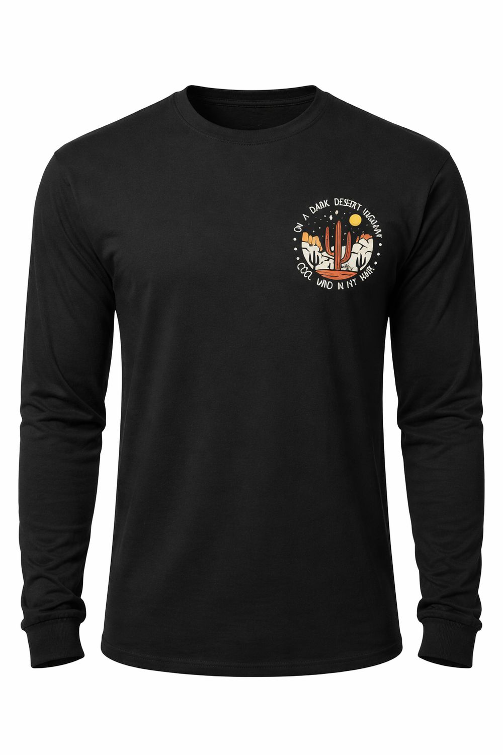 Dark Desert Highway Long Sleeve Tee (Black), Size: X-Small