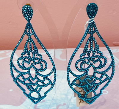 Orecchini pendenti con cristalli Swarovski colore acquamarina 