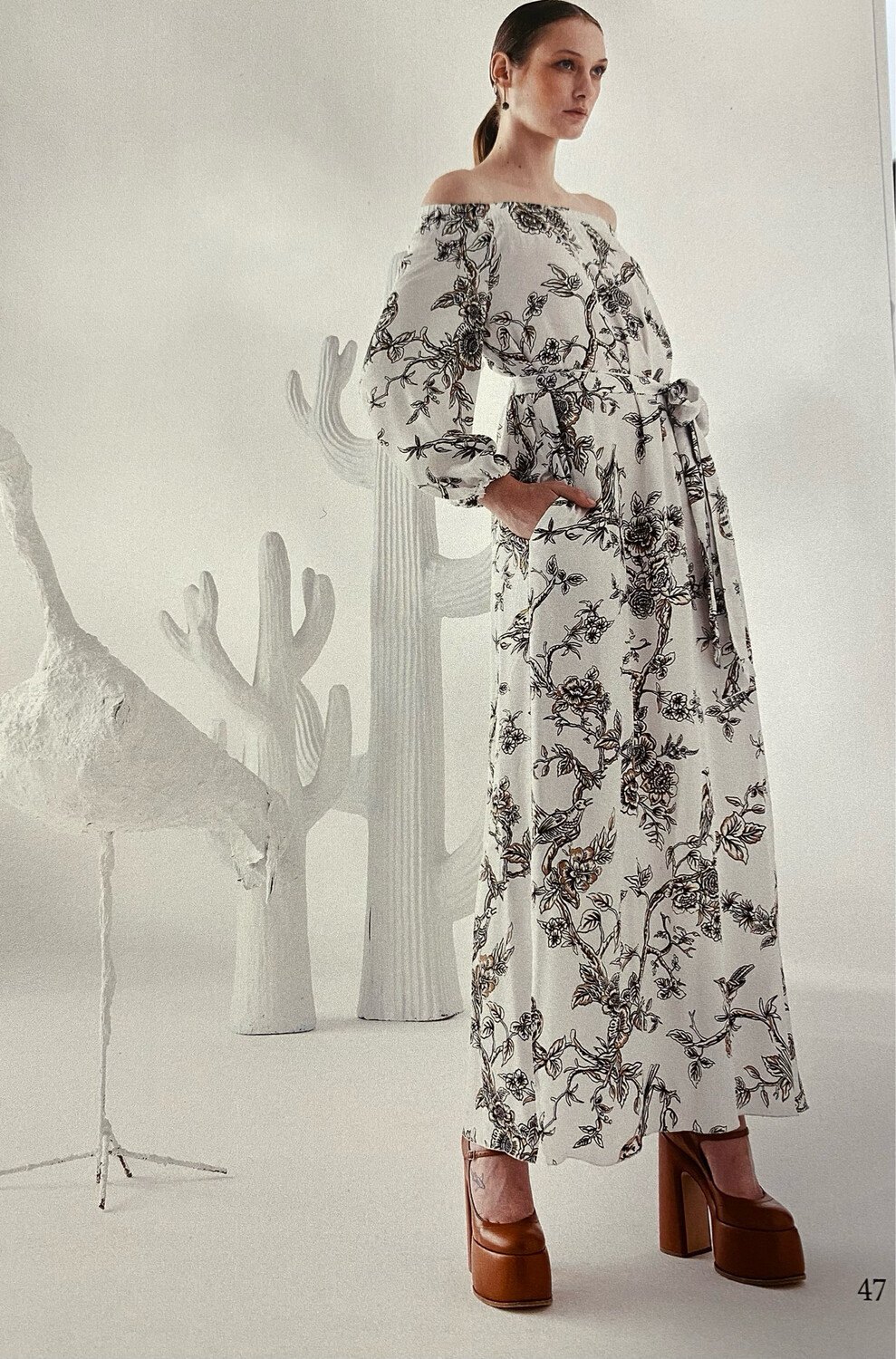 Abito lungo in satin di viscosa 1-One 