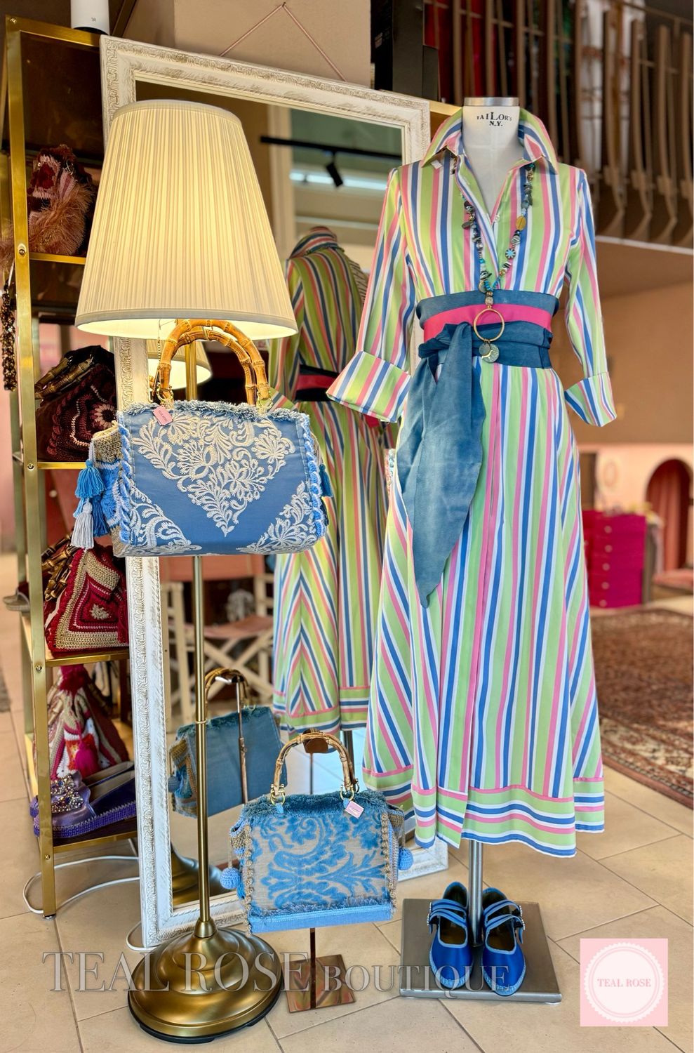 Abito lungo cotone abbottonato con tasche 