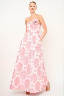 Abito lungo in tessuto damascato 