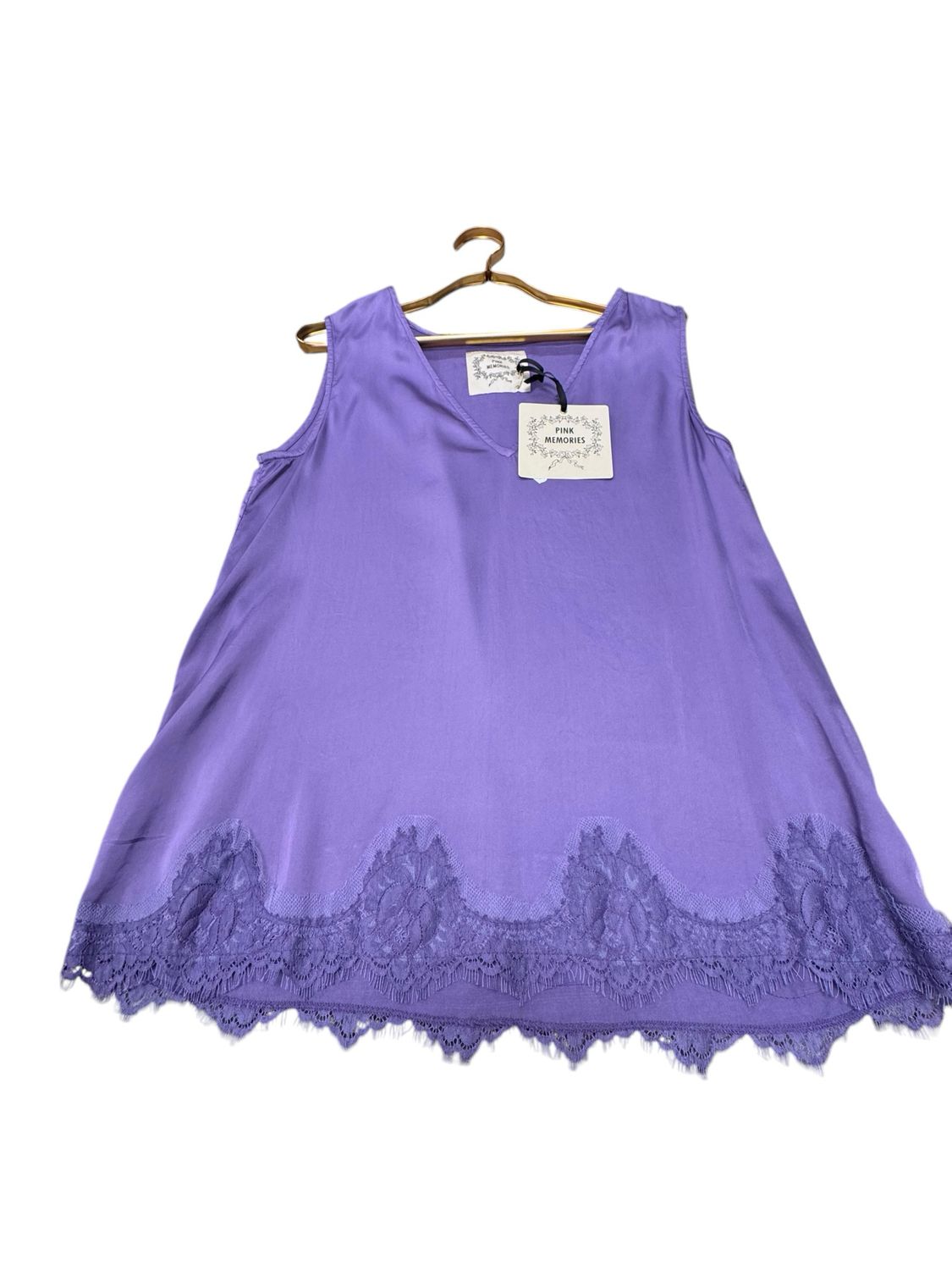 Canotta spalla larga Pink Memories con pizzo francese 