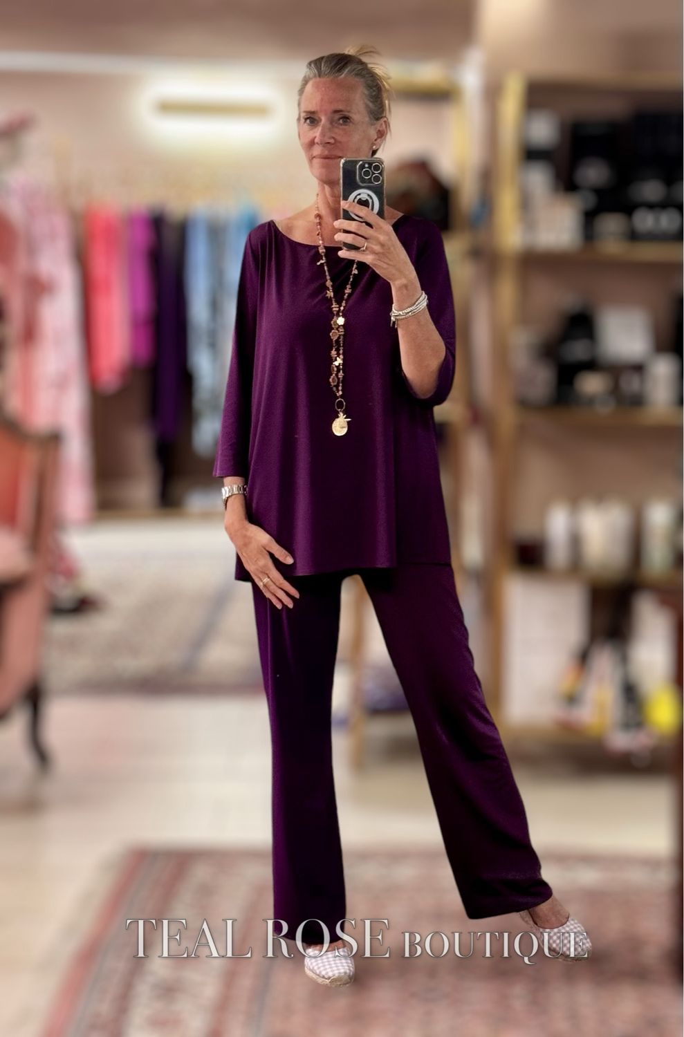 Completo in Jersey elasticizzato colore viola 