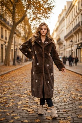 Ecopelliccia con applicazioni in strass