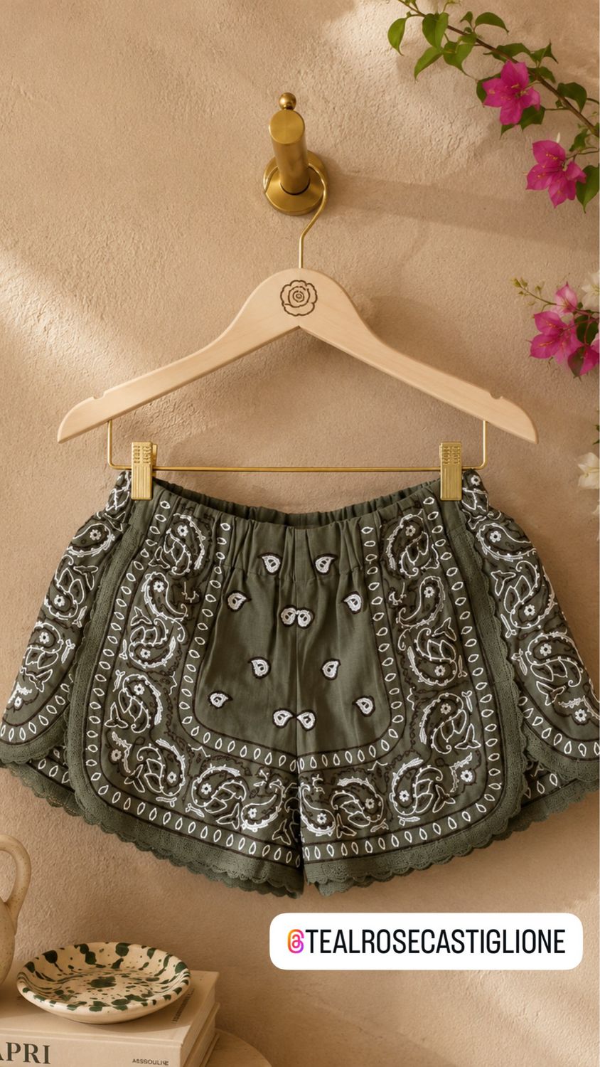 Shorts bandana verde militare