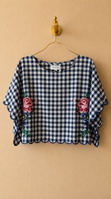 Top rose check blu