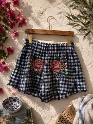 Shorts Rose check blu 
