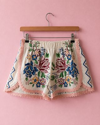Short fiori ecru 