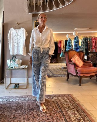 Pantaloni bandana ricamati azzurro  • Orsina 