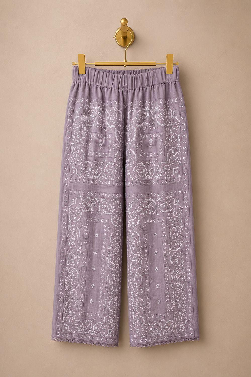 Pantaloni bandana ricamati lavanda • Orsina