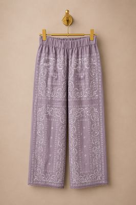 Pantaloni bandana ricamati lavanda • Orsina