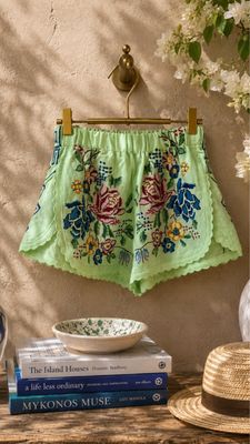 Short con fiorì verde lime • Orsina 