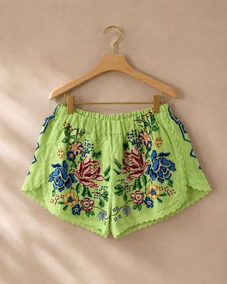 Short con fiorì verde lime • Orsina 