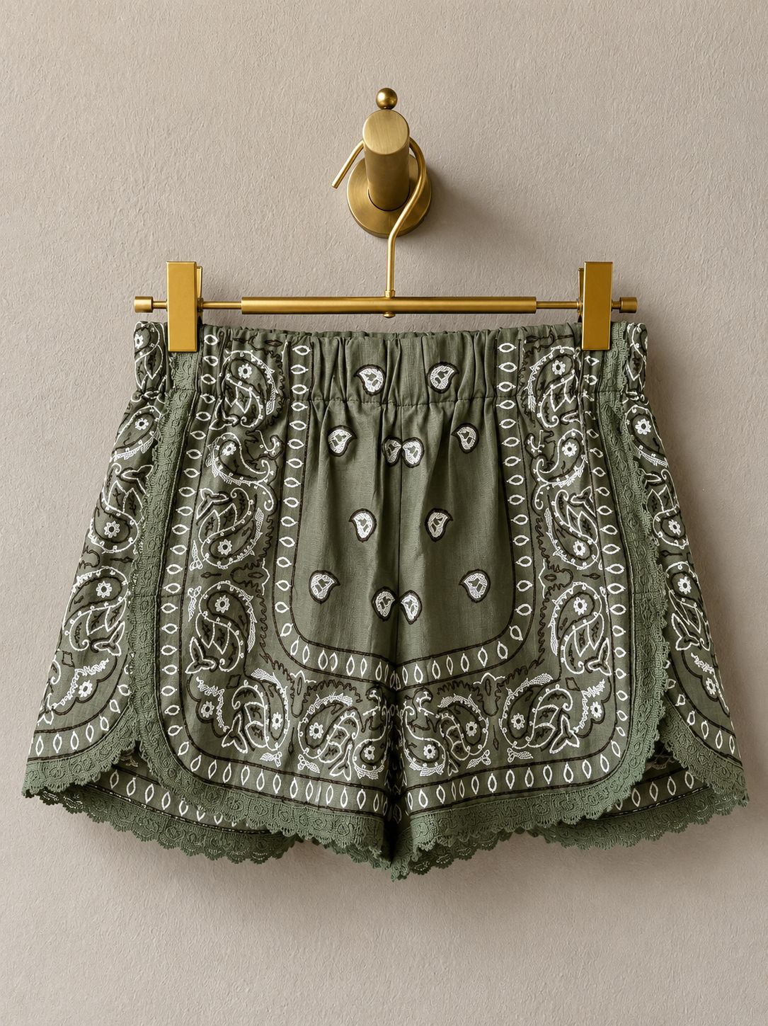 Shorts bandana verde salvia • Orsina S