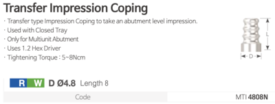 Transfer Impression Coping | Trasnfer lingură închisă Multiunit [VAT]