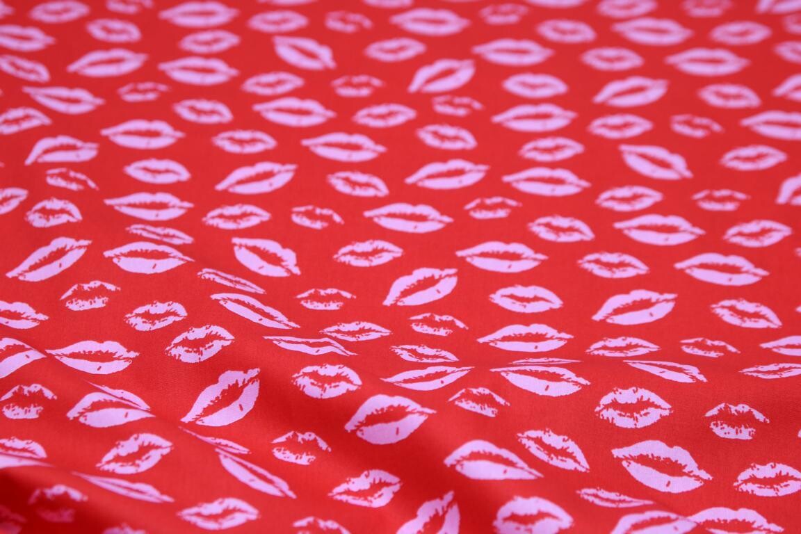 Baumwolle &quot;Kiss&quot;, rot, rosa