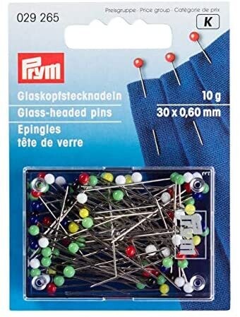 Glaskopfstecknadeln, bunt, 10g, Prym