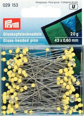 Glaskopfstecknadeln, gelb, 20g, Prym