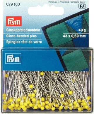 Glaskopfstecknadeln, gelb, 40g, Prym