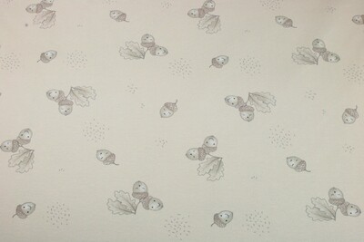 Baumwolljersey &quot;Acorn Poesie&quot;, creme, braun