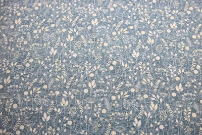 French Terry &quot;White Flowers&quot;, blau-meliert