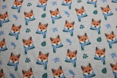 French Terry &quot;Winterfuchs&quot;, grau-meliert