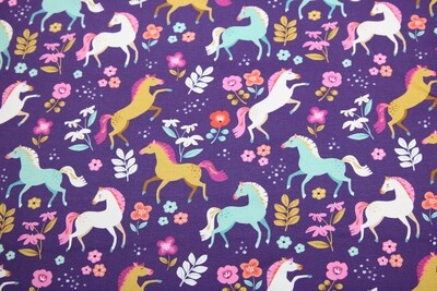 Baumwolljersey &quot;Pretty Pony&quot;, lila