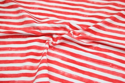 Baumwolljersey &quot;Rescue Stripes&quot;, creme, rot