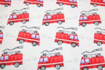 Baumwolljersey &quot;Fire Truck&quot;, creme, rot