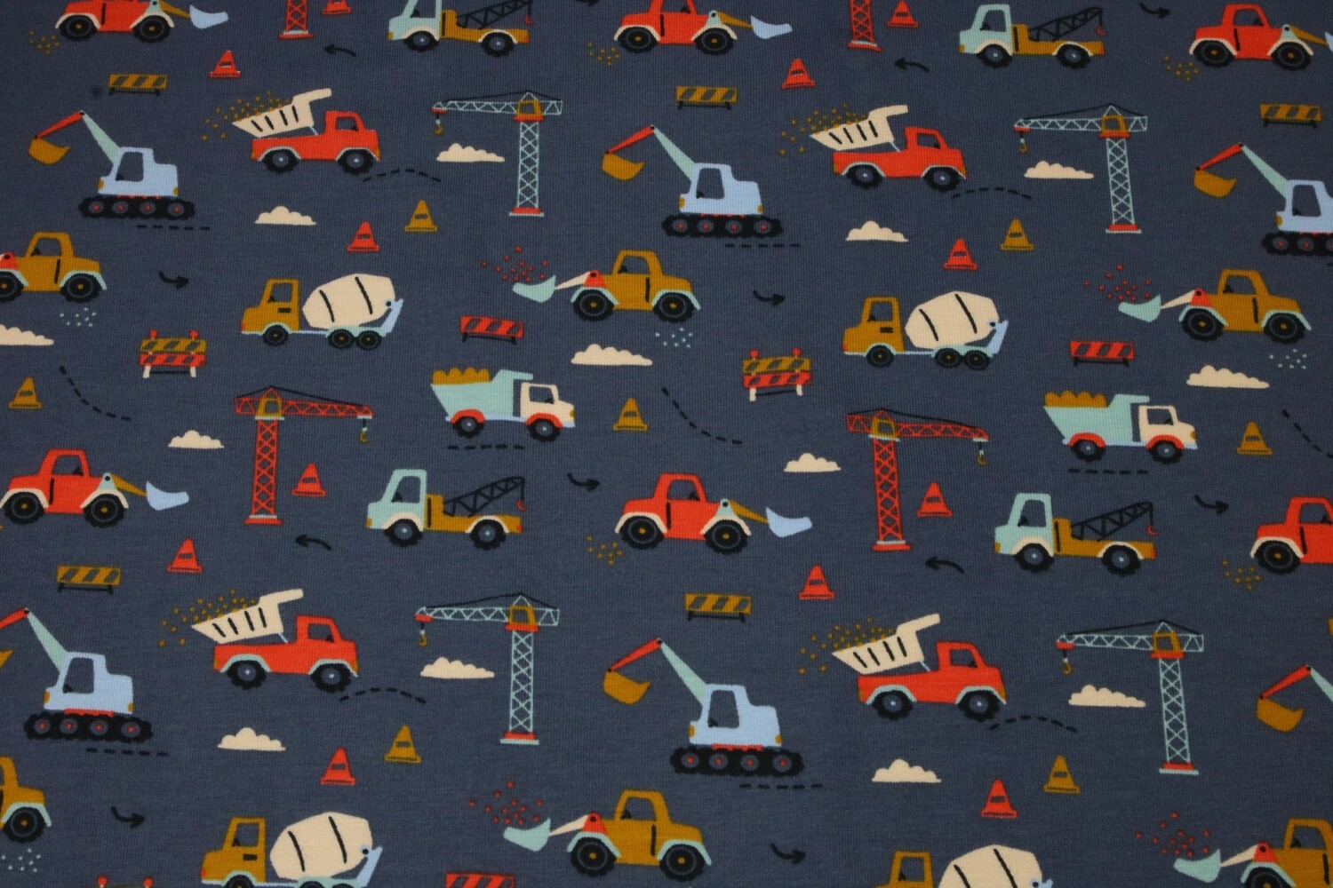 Baumwolljersey &quot;Baustelle&quot;, blau-grau, bunt