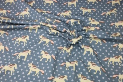 French Terry &quot;Horses &amp; Dots&quot;, grau, creme
